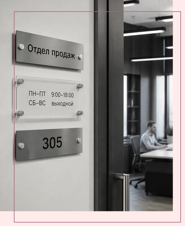 Офисные таблички на дверь в Солнечногорске по цене от 5100 р. | Аванза-Слн